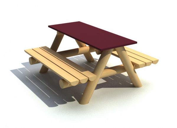 Stůl + 2x lavice pro 4-6 dětí, stolní deska vodovzdorná překližka 1250 x 500 mm