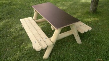 Stůl + 2x lavice pro 4-6 dětí, stolní deska vodovzdorná překližka 1250 x 500 mm
